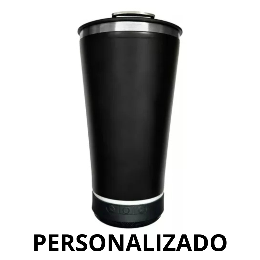 Copo Térmico Som Led Bluetooth e Tampa com Abridor 420ml - PERSONALIZADO